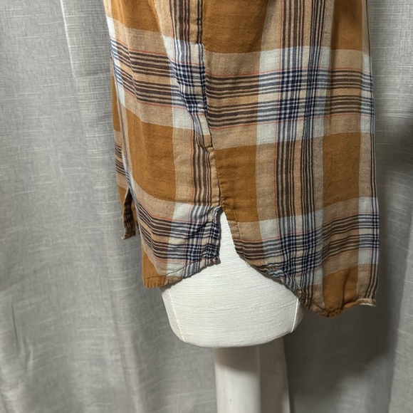 Thread & Supply Button up Shirt-Wmns Sz M-Brown Toned Plaid-Cotton-EUC - Picture 8 of 16